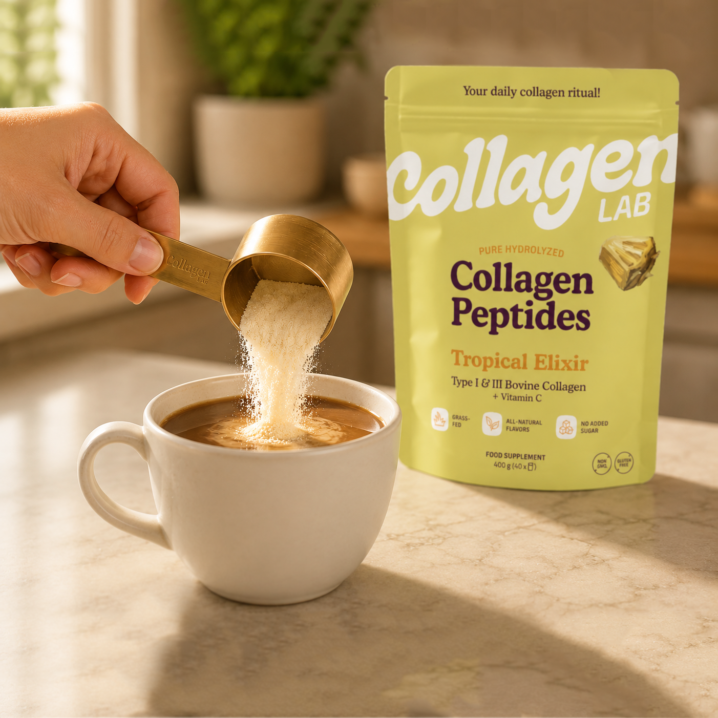 Signature Metal Scoop Collagen LAB  — Precision Dosing Spoon